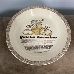 Quiche Lorraine ceramic pie plate Royal China Co Ohio 1986 no bundle